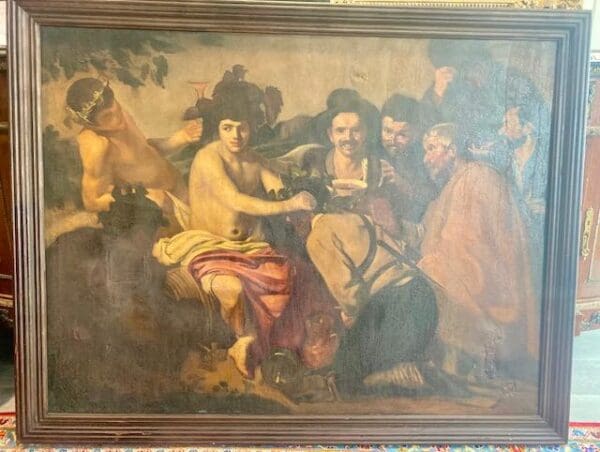 Antique Spanish Oil on canvas depicting Bacchus 100+ years old - Image 2