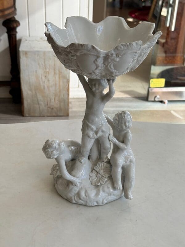 Antique Italian Capodimonte white porcelain with Cherubs