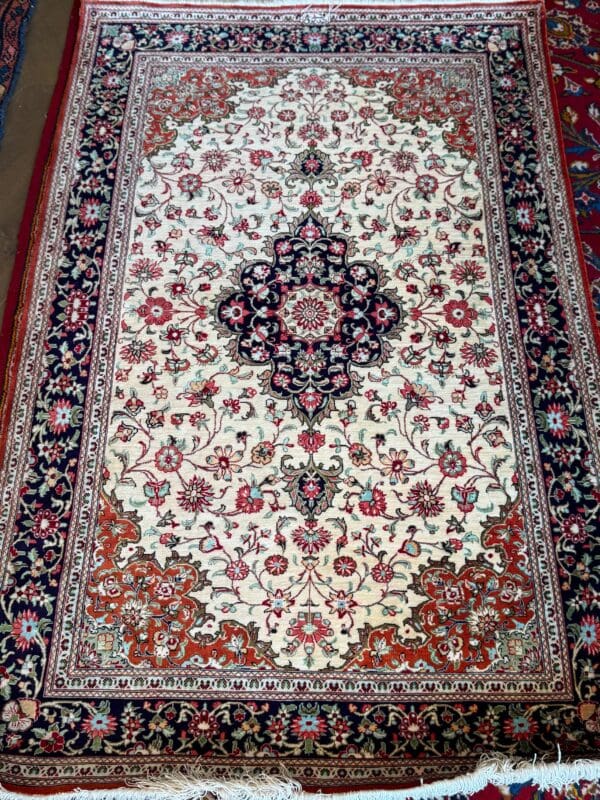 Persian handmade Silk Qum carpet with soft colors 5 x 3'3