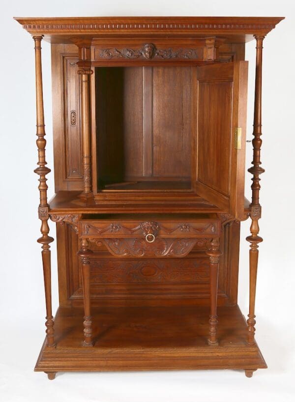 Antique French ornately carved Walnut cabinet - Image 2