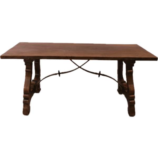 Antique Spanish dining table with iron detailing