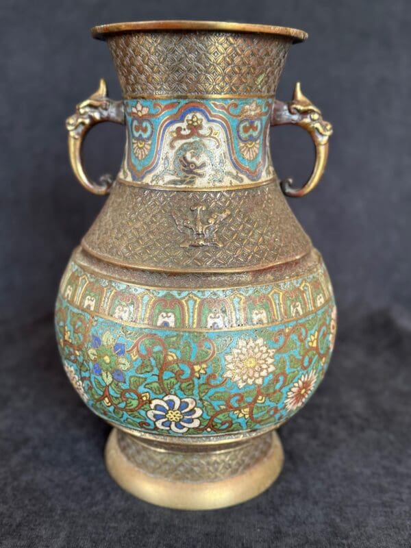 Japanese Champlevé vase, from the late Meiji period