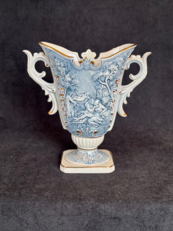 Italian Capodimonte Vase depicting the Garden of Eden