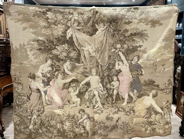 Charming Belgian Tapestry with soft colorings 70 tall x 57 wide 