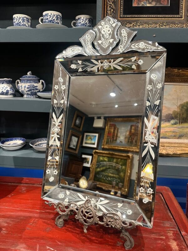 Antique small Venetian Italian hand cut Mirror
