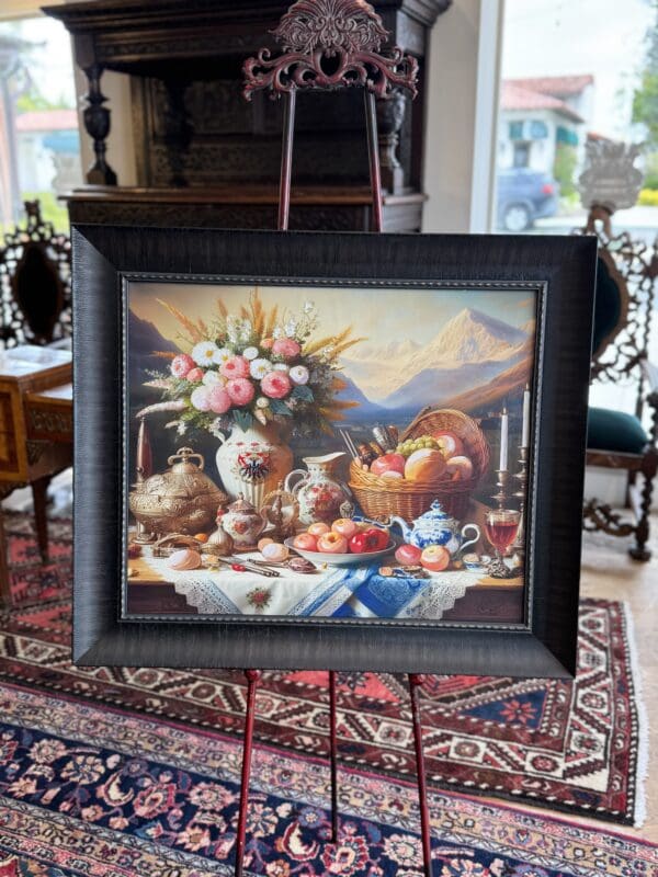 European style Still life oil on canvas with stunning coloring and details 25.5 tall x 29 wide