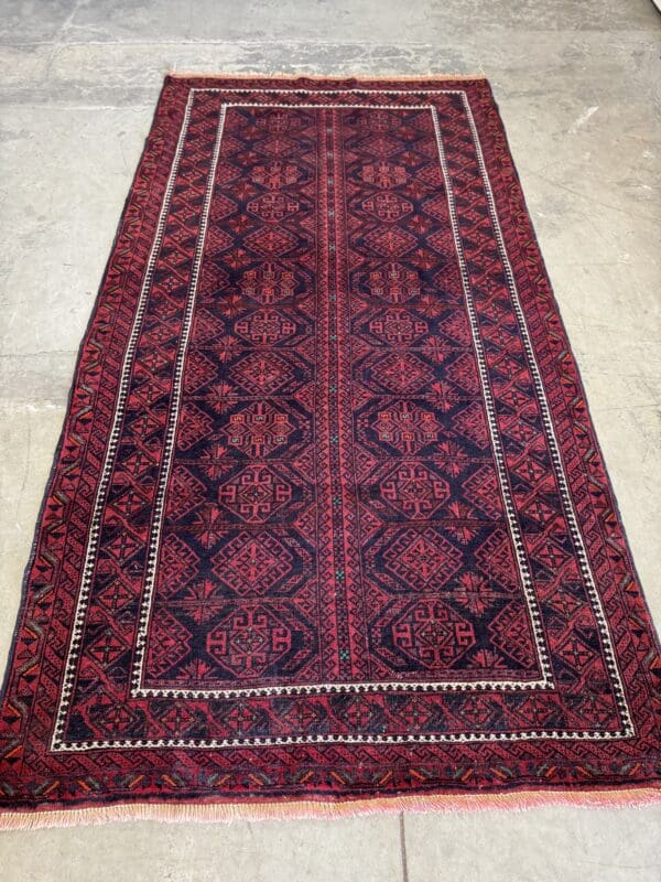Handmade tribal Balochi Carpet deep reds and sapphire 7'11 x 4'2 