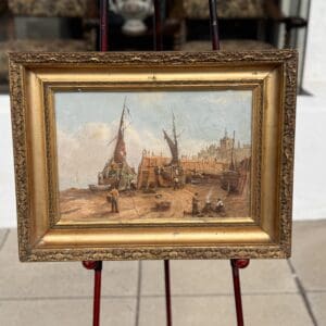 Antique 1880 maritime oil on canvas in original frame