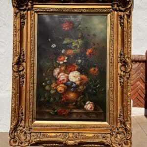 Still Life Oil on cavass in ornate giltwood frame rendered in Dutch Masters Style