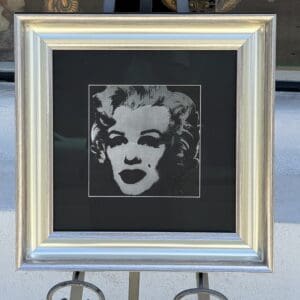 Framed black-and-white pop art female portrait