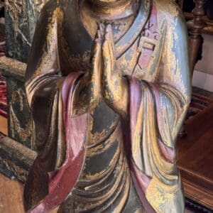 Large Hand carved Buddhist Figure with Anjali Mudra
