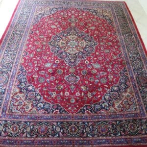 Persian handmade wool Mashad Carpet with central medallion 12 x 10'1