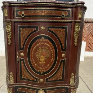 Magnificent French Louis XVI-Style Commode Cabinet with Green Marble Top & Ornate Gilt Mounts