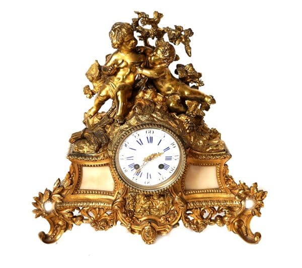 French Rococo Style House French Rococo-Style Mantel Clock with Putti - The Chapman Collection