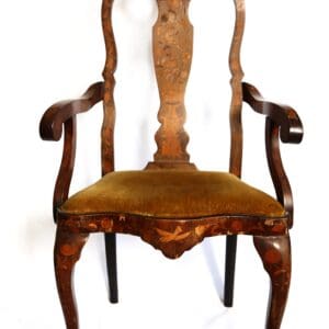 Antique Dutch Floral Marquetry Armchair, Circa Early to Mid-1700s