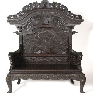 Antique Japanese Carved Dragon Throne-Form Chair
